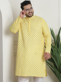 SOJANYA PLUS Motif Etnik Bercetak Kolar Jalur Kurta Lurus
