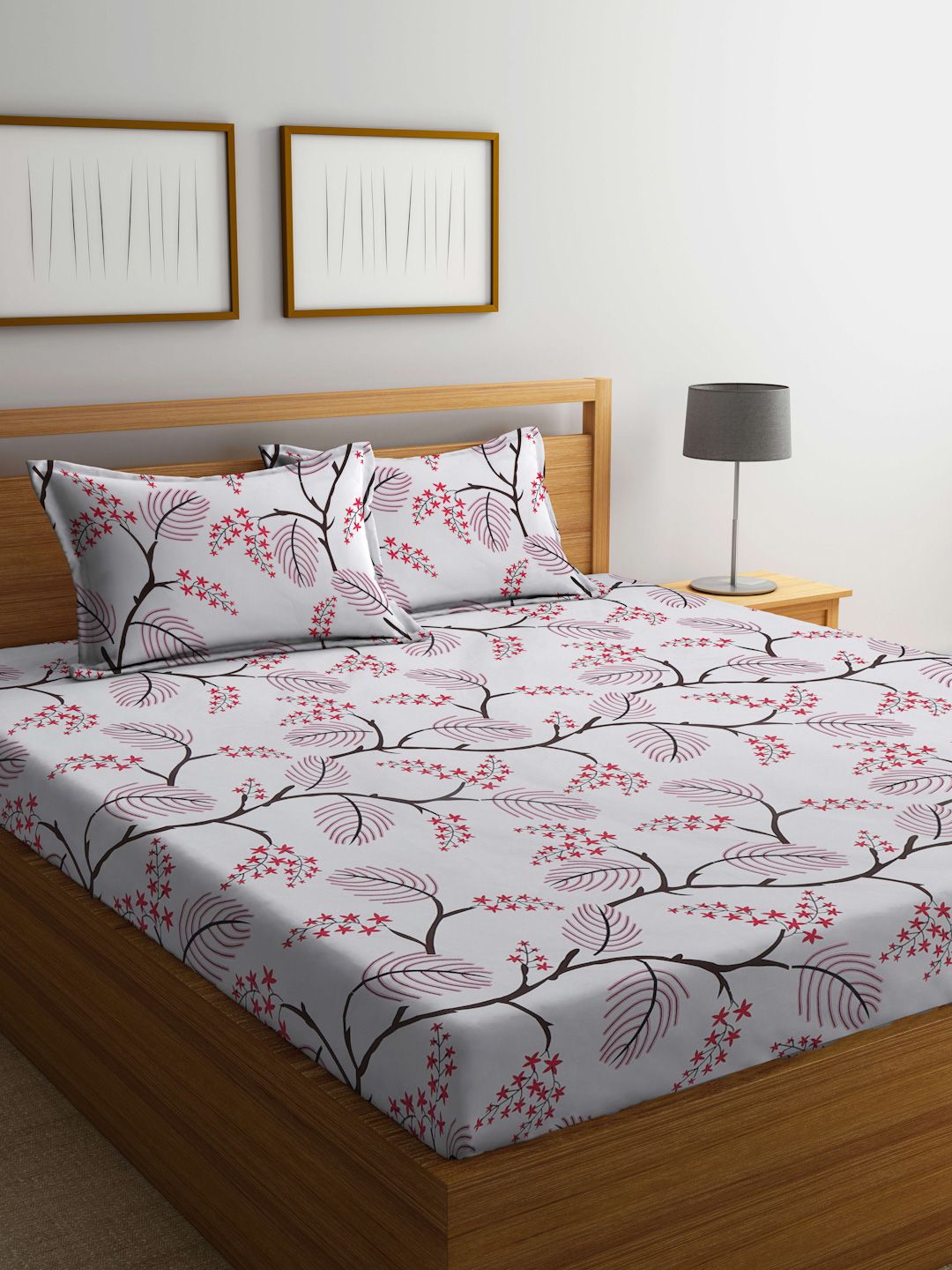 Myntra Elegant Homes White 300 TC Dilengkapi Cadar King dengan 2 Sarung Bantal-250X225 sm