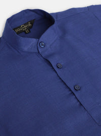 SOJANYA Boys Blue Solid Mandarin Collar Straight Kurta