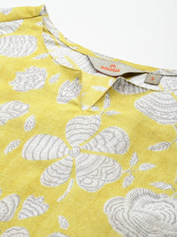 Anouk Floral Printed Pure Cotton Kurta with Trousers & With Dupatta