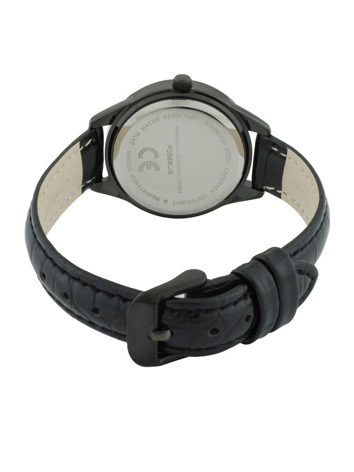 Sambungan Perancis Wanita Dail & Kulit Tali Dail Analog Watch FCB5BL-B