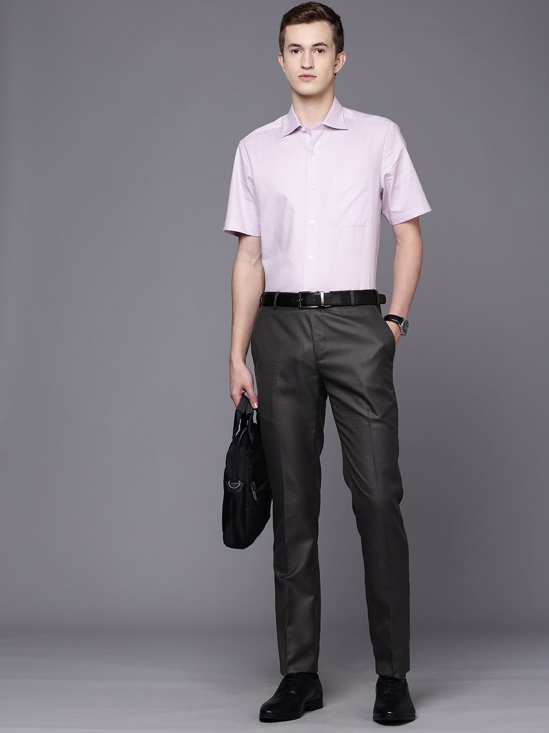 Raymond Men Textured Slim Fit Formal Trousers