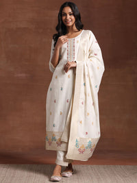 Libas Paisley Round Neck Three-Quarter Sleeves Pure Cotton Kurta Set