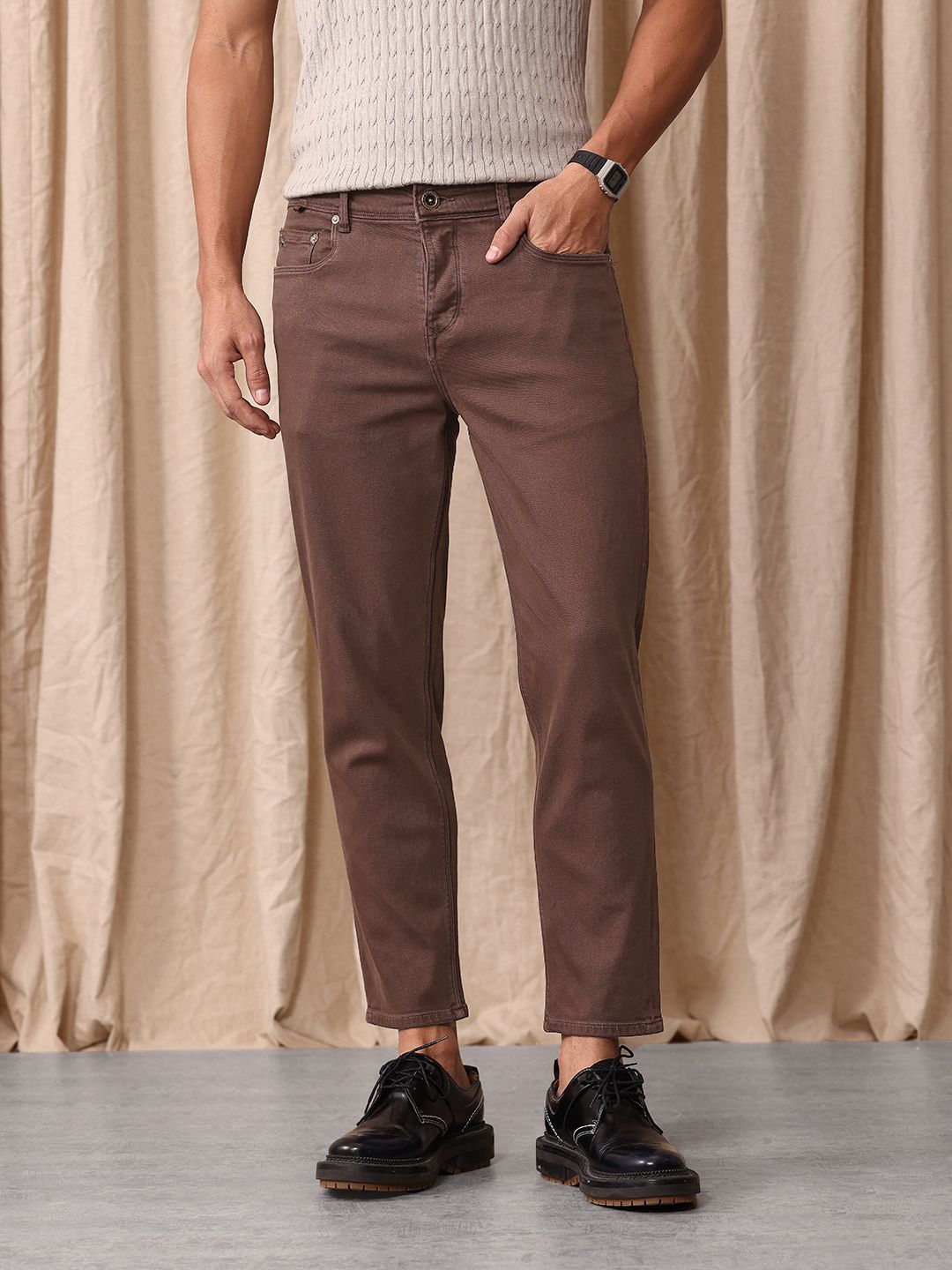 Mr Bowerbird Men Cropped Tapered Fit Stretchable Jeans
