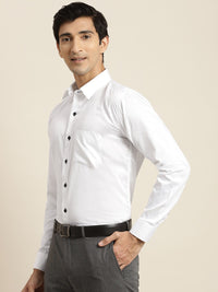 Hancock Men White Pure Cotton Slim Fit Tuxedo Shirts