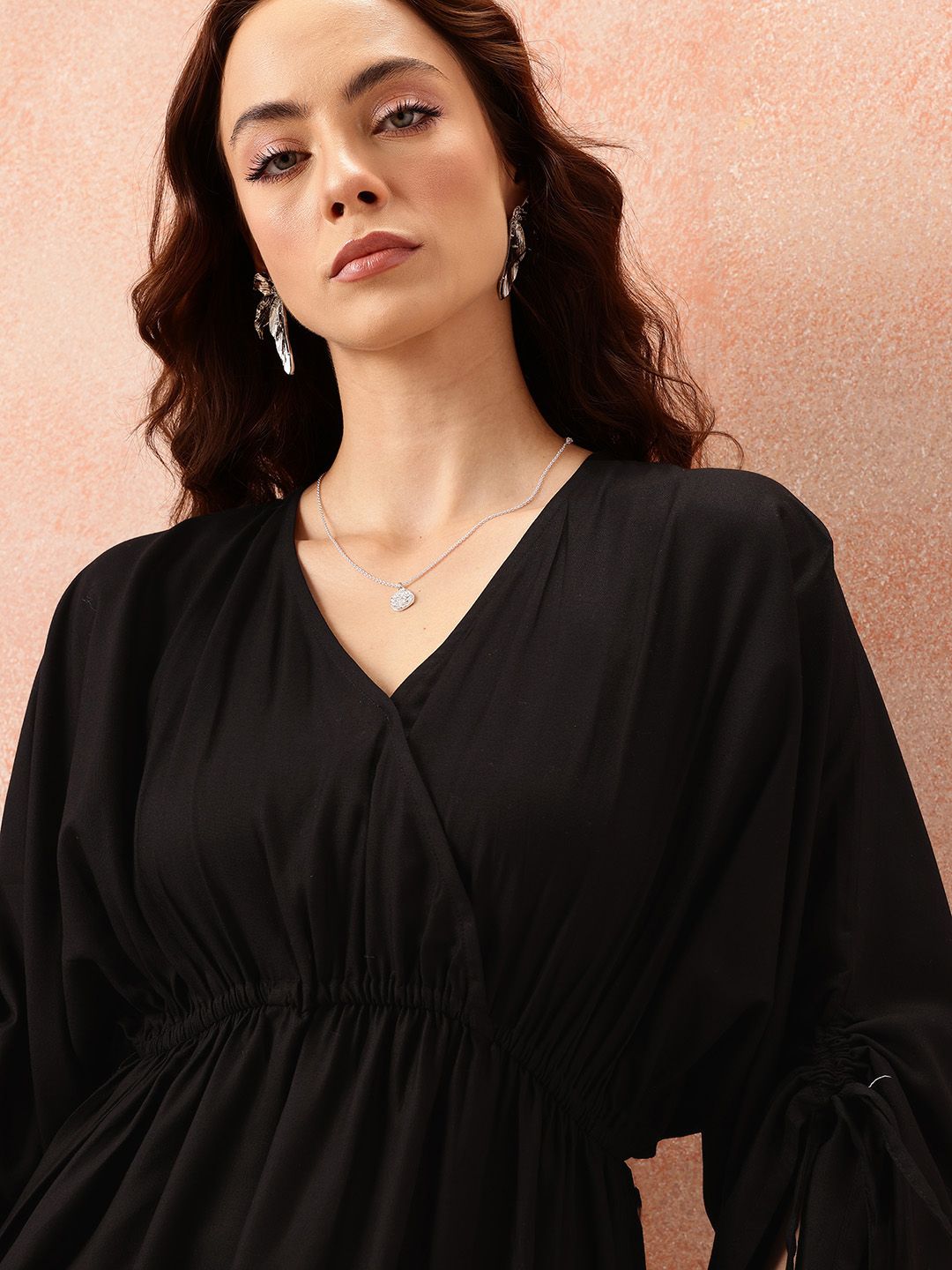 all about you Flared SleeveTie Up Detail Wrap Top
