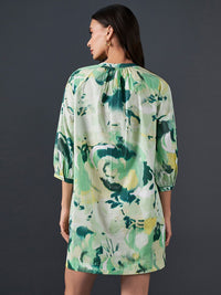 AND Floral Printed A-Line Pure Cotton Mini Dress