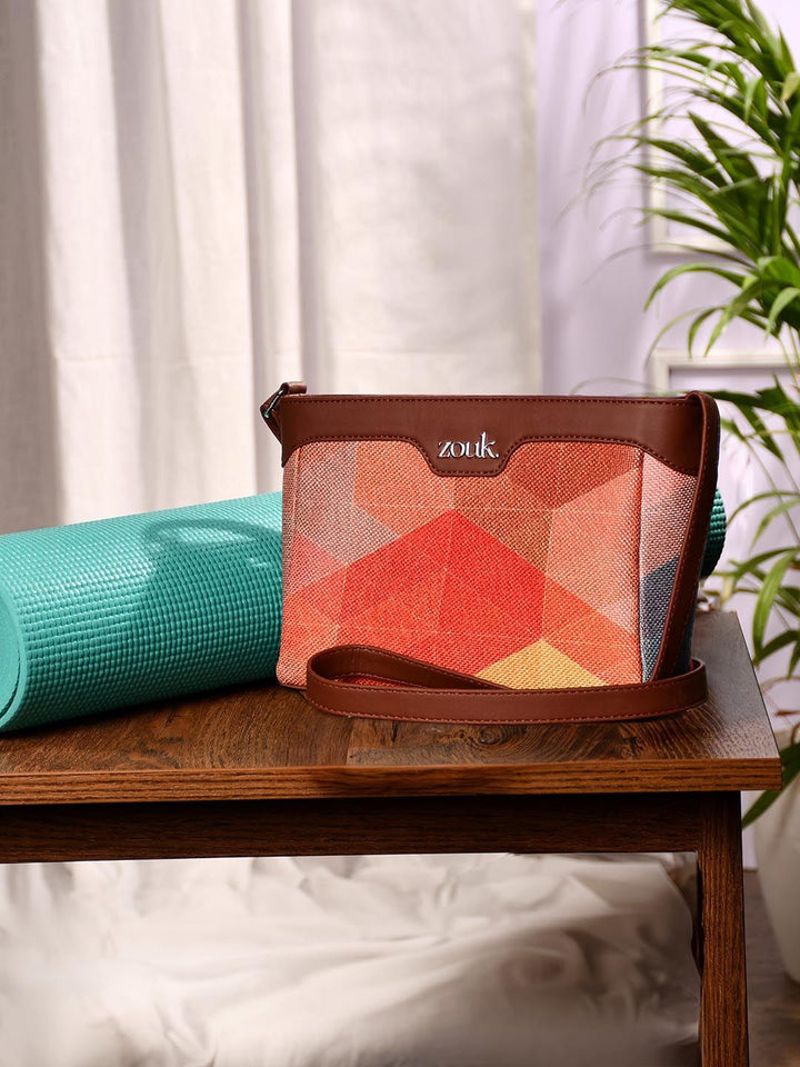 Zouk Geooptics Harmony Geometric Printed Structured Sling Bag