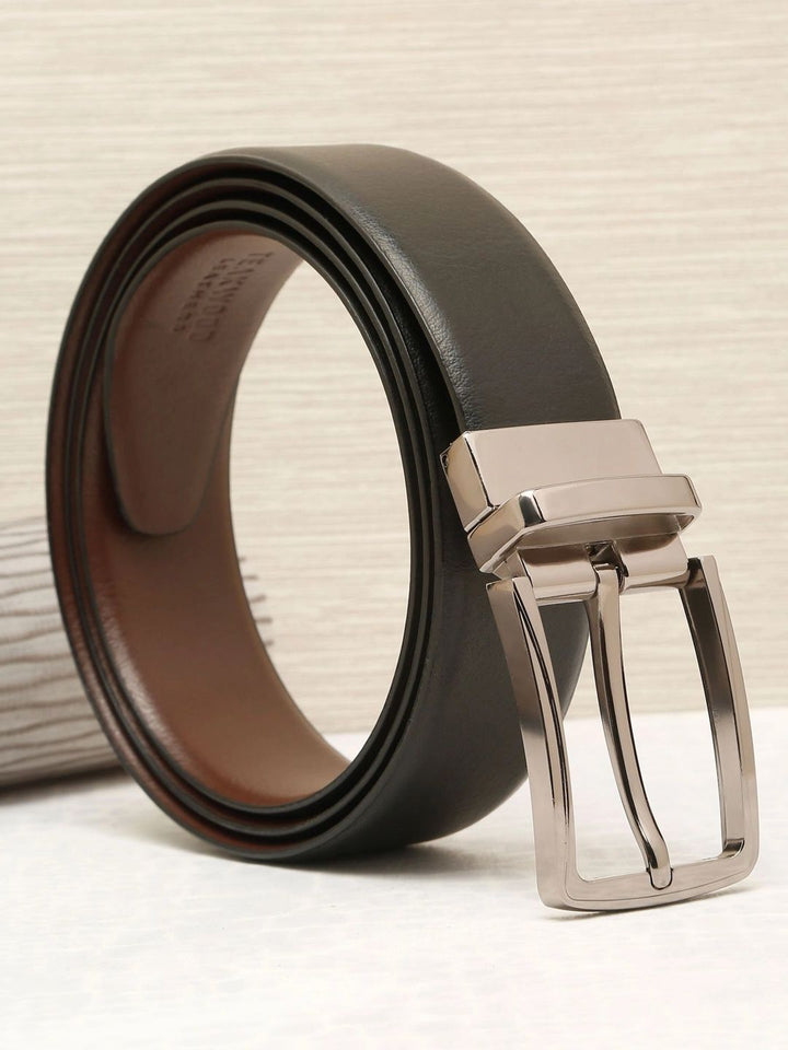 Teakwood Leathers Men Textured Leather Reversible Formal Belt