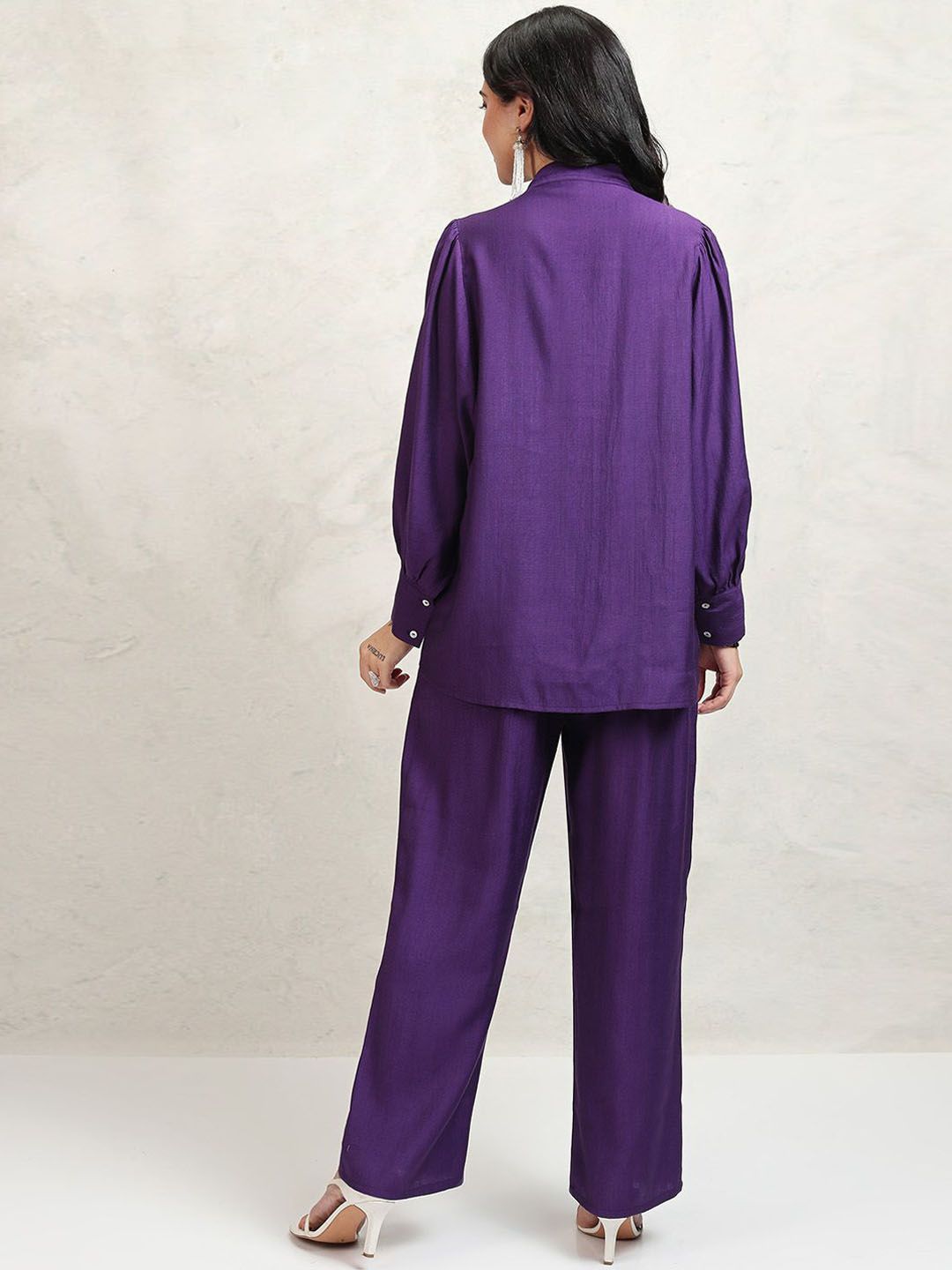Vishudh Mandarin Collar Long Sleeves Shirt With Palazzos