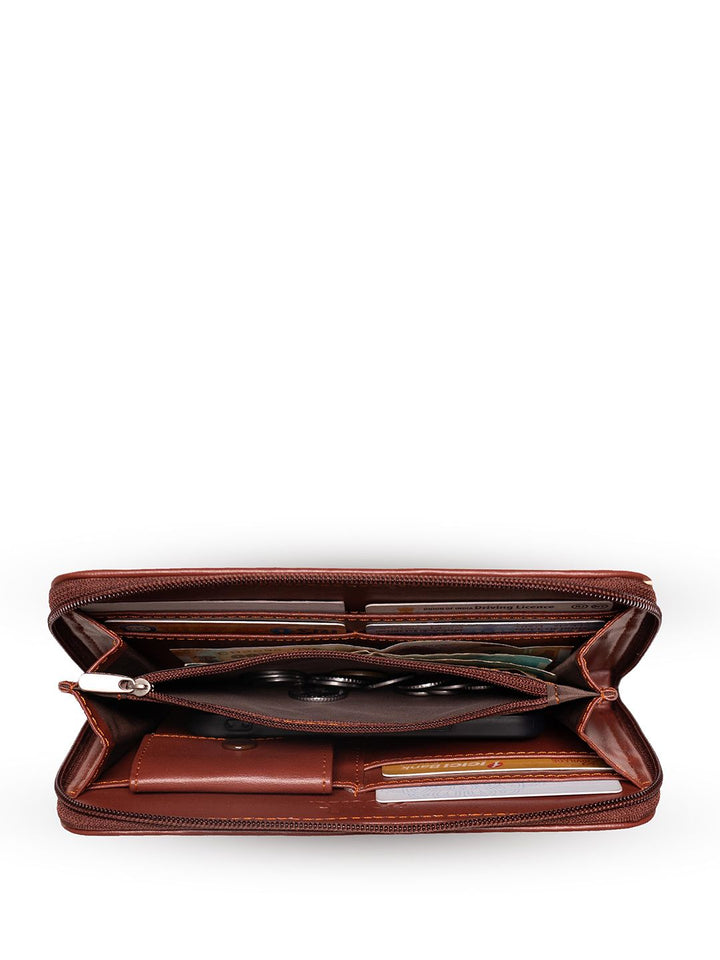 ZOUK Women Navy Blue & Pink Floral Printed Zip Around Wallet