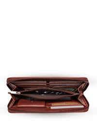 ZOUK Women Navy Blue & Pink Floral Printed Zip Around Wallet