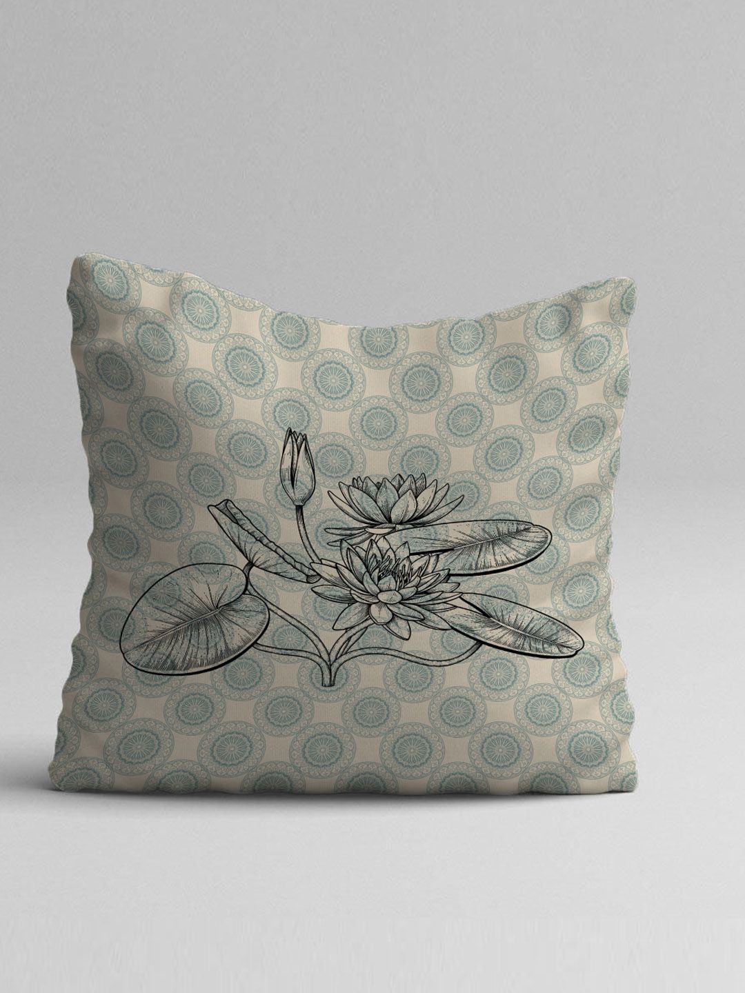 STITCHNEST Set Of 5 Teal & White Ethnic Motifs Square Cushion Covers