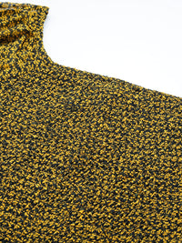 Antheaa Black & Mustard Printed Smocked Chiffon Crop Top