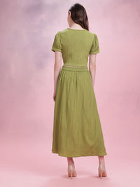 DressBerry Crinkle Cropped  Top & Midi Skirt