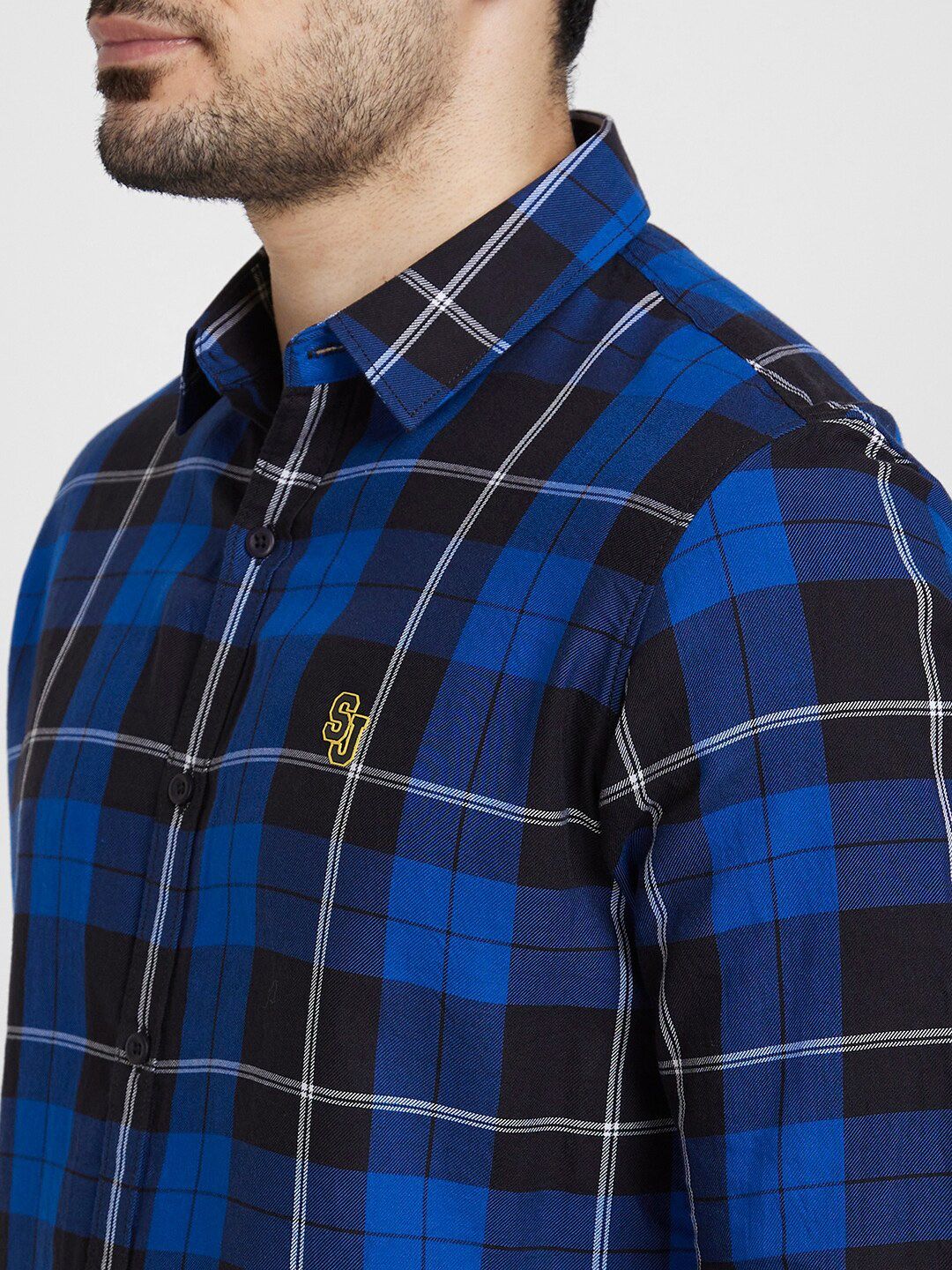 SPYKAR Classic Tartan Checks Opaque Cotton Linen Casual Shirt