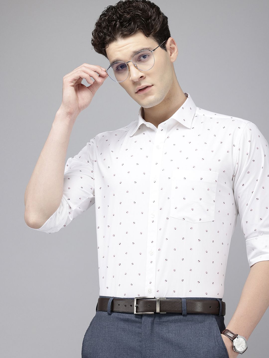 Park Avenue Pure Cotton Slim Fit Printed Formal Shirt