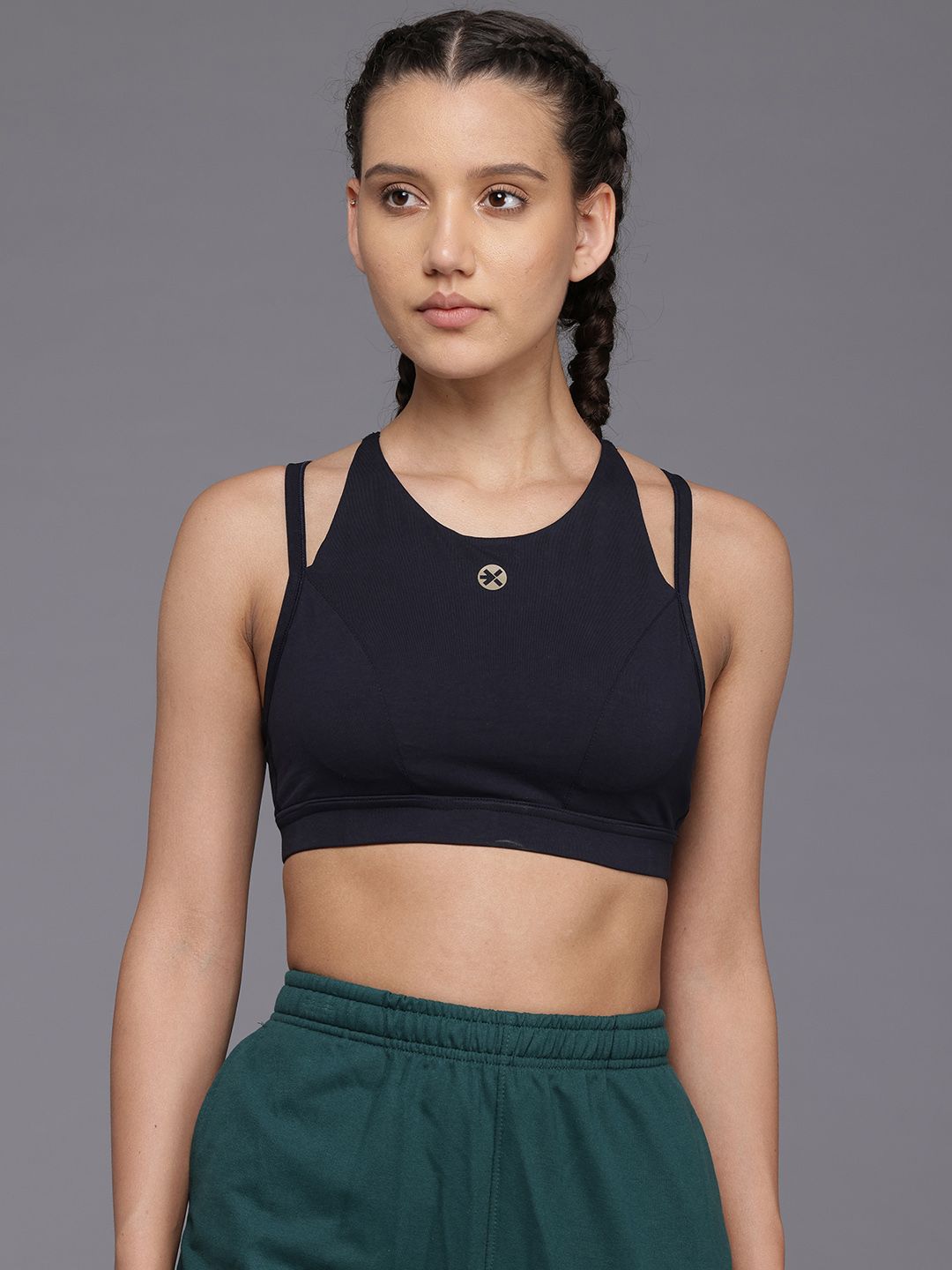 HRX by Hrithik Roshan Styled Back Medium Coverage Lightly Padded Workout Bra KY018_03