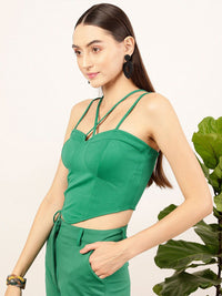 STREET 9 Green Shoulder Straps Regular Crop Top