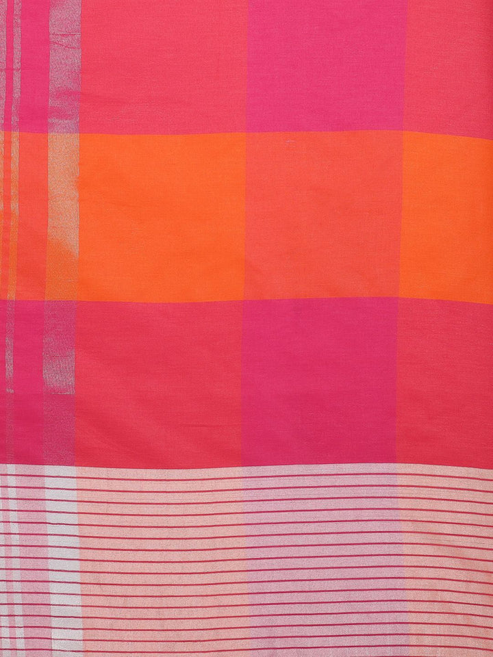 Saree mall Pink & Orange Checked Saree