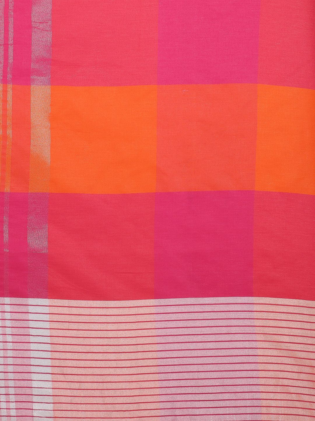 Saree mall Pink & Orange Checked Saree