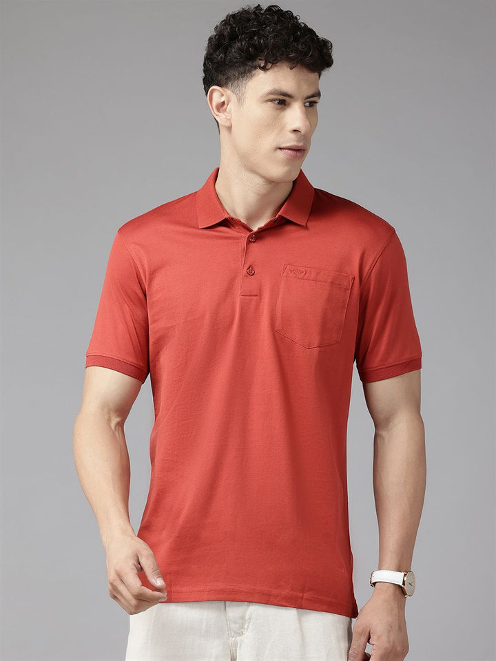 Park Avenue Men Pure Cotton Polo Collar Slim Fit T-shirt