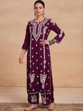 House of Chikankari Women Ethnic Motifs Embroidered Regular Thread Work Kurta with Palazzos