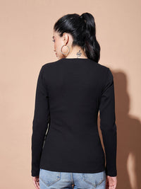 SASSAFRAS BASICS Ribbed Long Sleeves Cotton Top