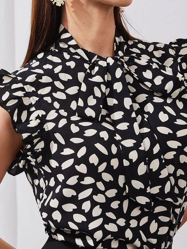 DressBerry Print Tie-Up Neck Top