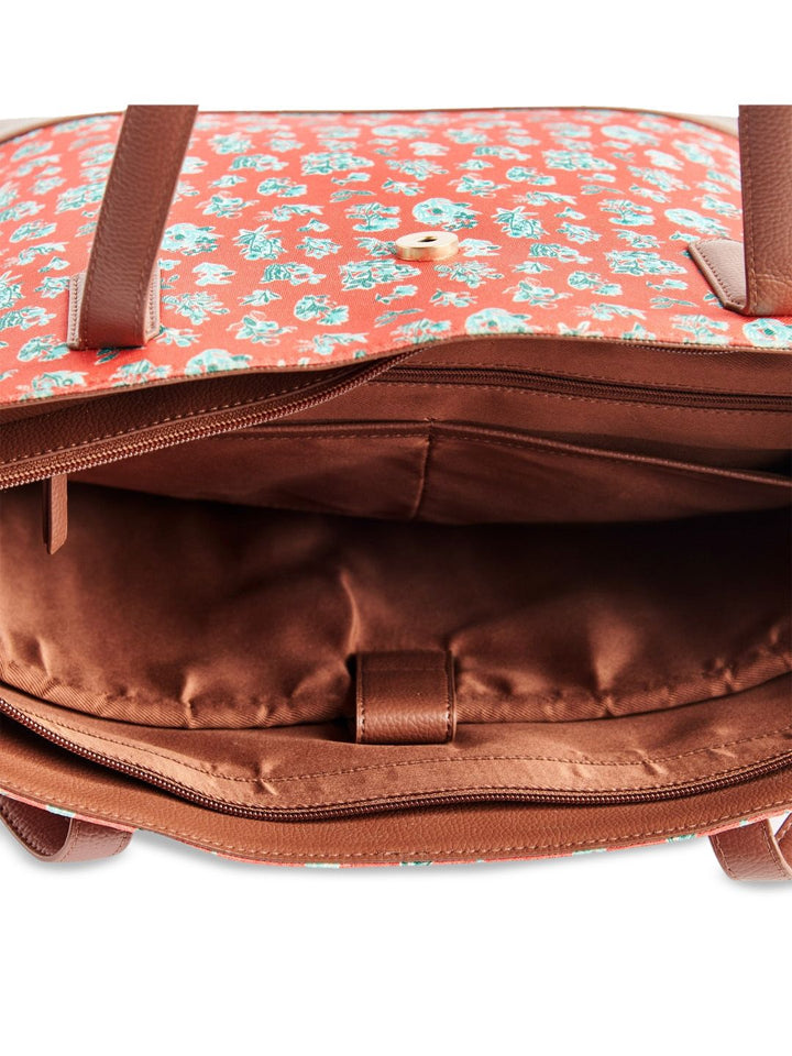 TEAL BY CHUMBAK Floral Printed Oversized Shopper Shoulder Bag