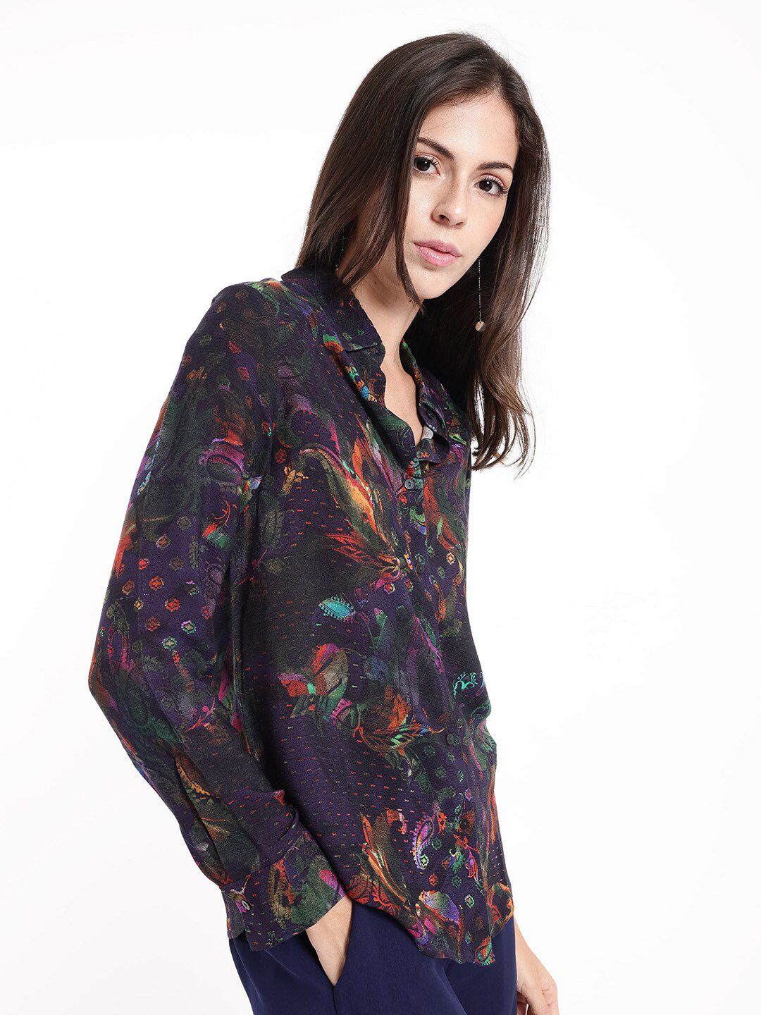 RAREISM Floral Print Cotton Styled Back Top