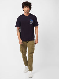 SPYKAR  Abstract Printed Round Neck Cotton Relaxed Fit T-shirt