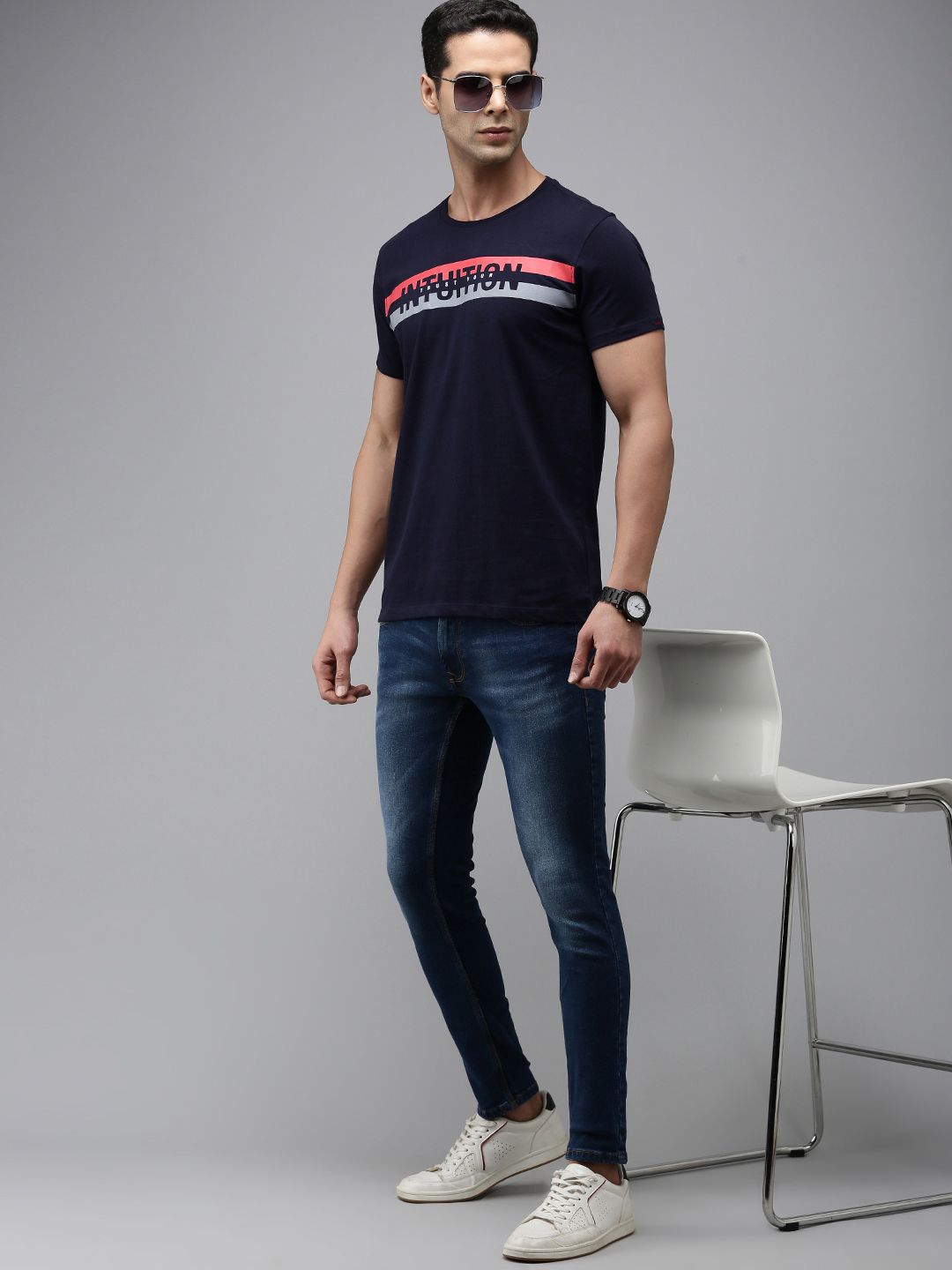Spykar Men Typography Kapas Tulen T-Shirt Slim Fit