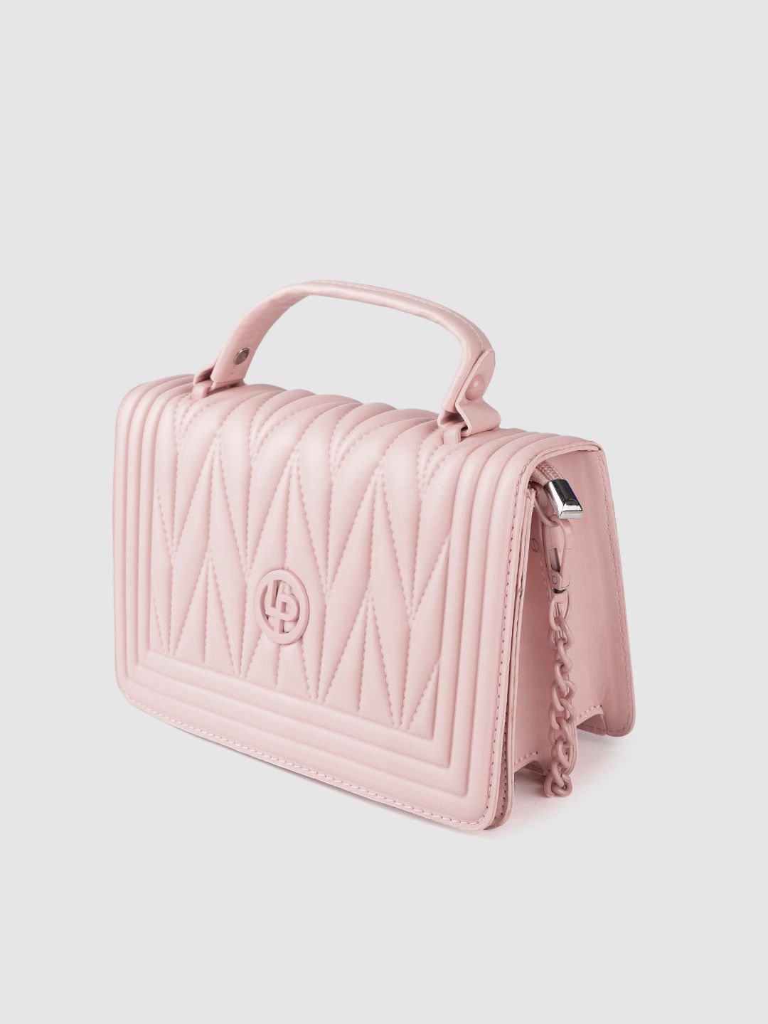 Lino Perros Women Pink Printed PU Beg Bahu Berstruktur Berstruktur