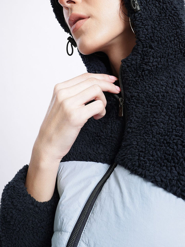 DressBerry Playful Padded Sherpa Colourblocked Jacket