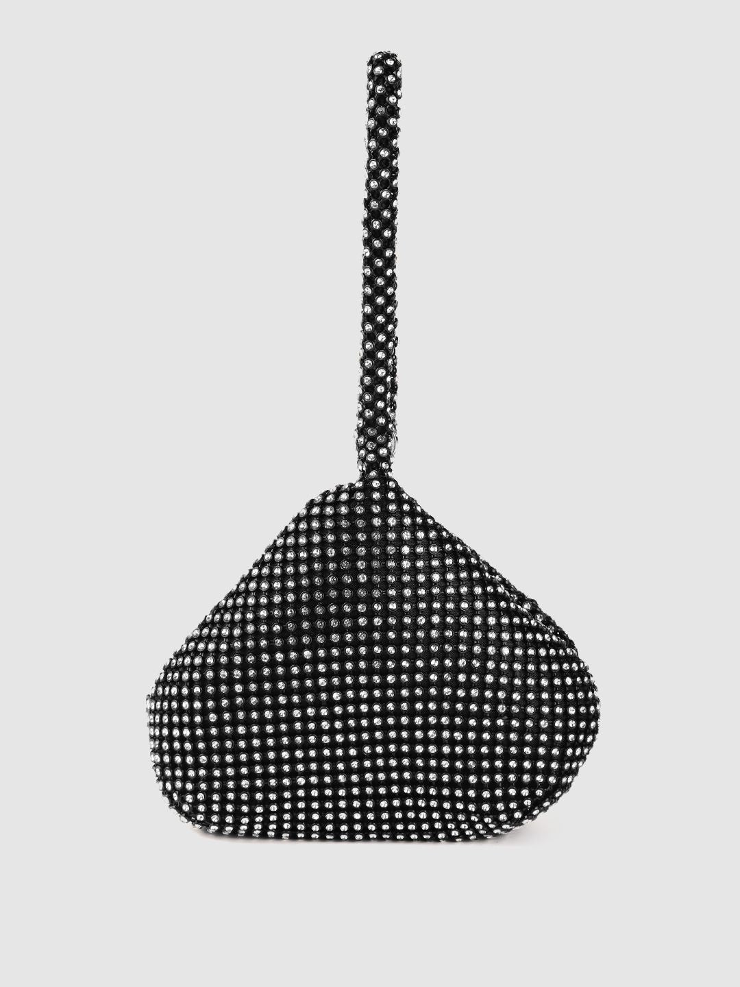 Lino Perros Black & Silver-Toned Embellished Potli Clutch