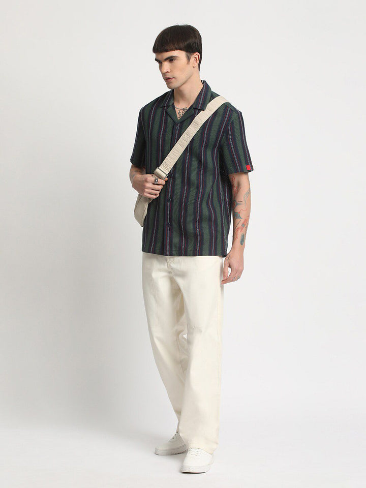 THE BEAR HOUSE Opaque Striped Cotton Casual Shirt