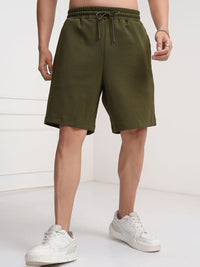 HIGHLANDER Self Design Cuban Collar Shirt With Shorts