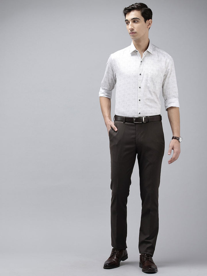 Park Avenue Men Textured Slim Fit Formal Trousers