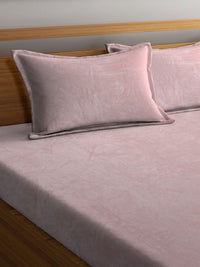 KLOTTHE Pink 300 TC Woolen King Bedsheet with 2 Pillow Covers
