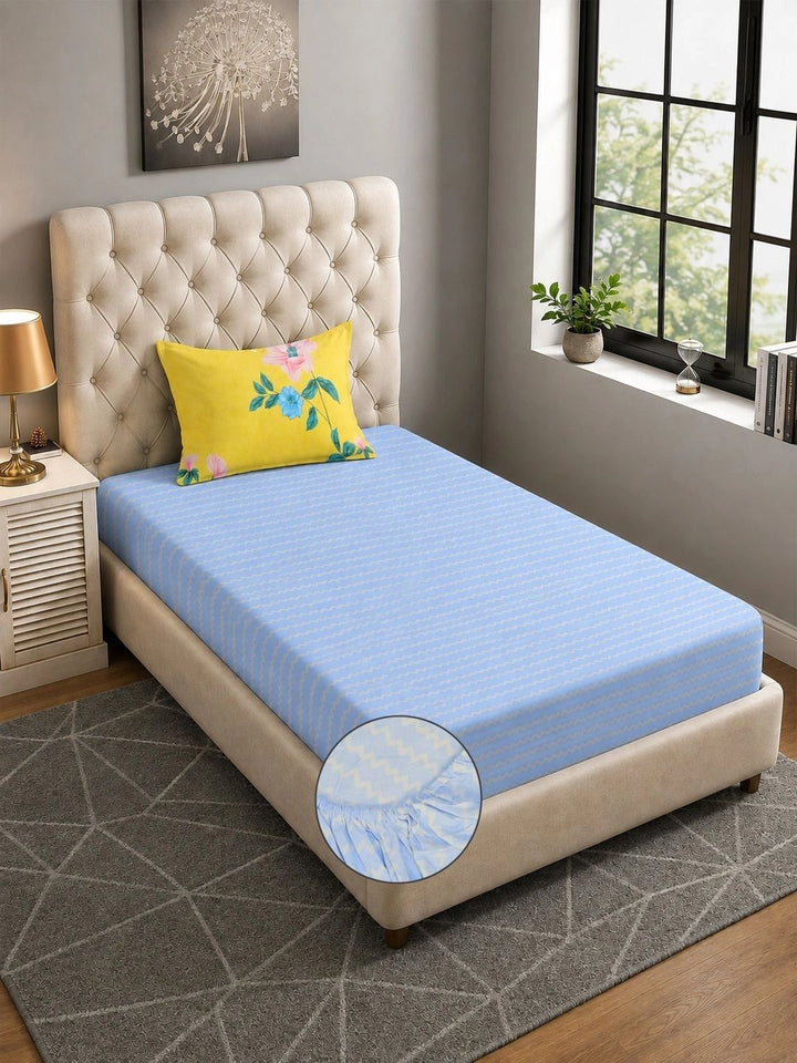 Moda Rapido X KLOTTHE Biru 300 TC Cadar Katil Single dengan 1 Sarung Bantal