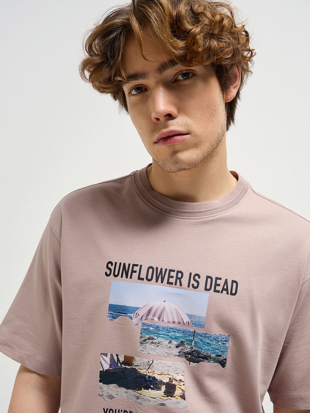 THE BEAR HOUSE Men Typography Printed Round Neck Cotton Oversized T-shirt