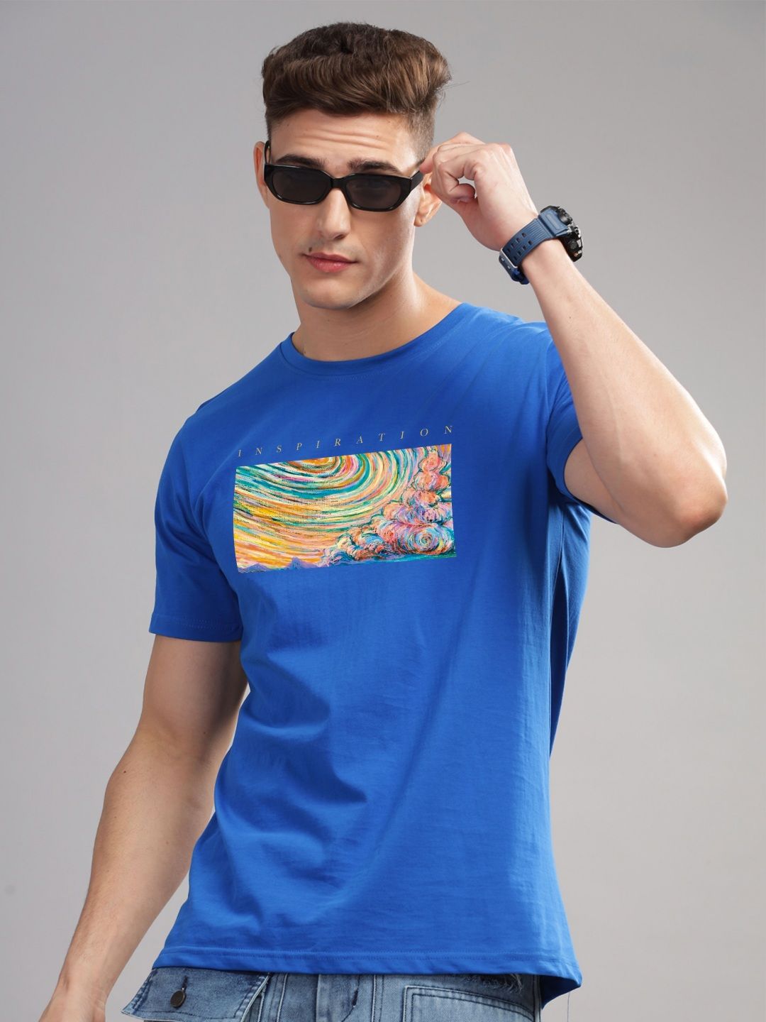 ADRO Typography Printed Round Neck Pure Cotton T-shirt