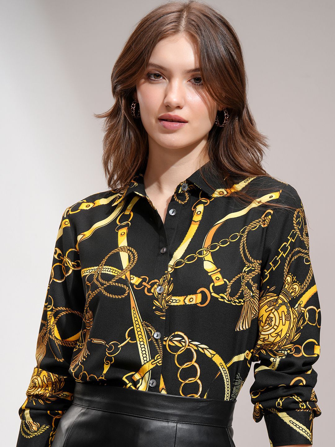 ESPYR By Tokyo Talkies Women Printed Satin Holiday Shirt