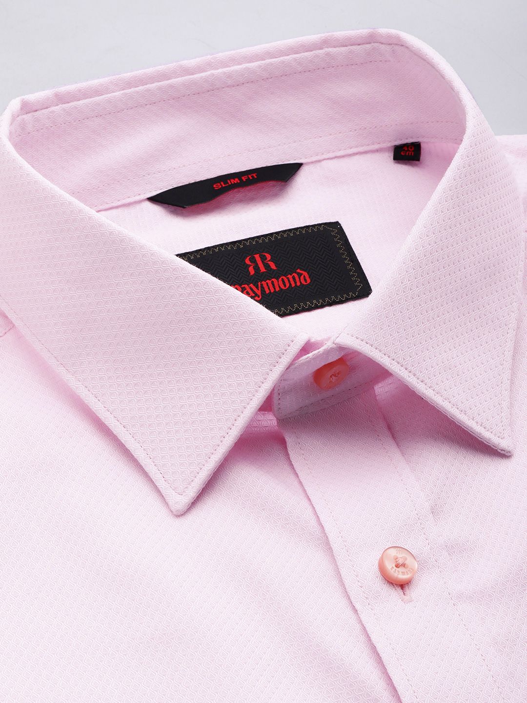 Raymond Pure Cotton Self Design Slim Fit Textured Formal Shirt