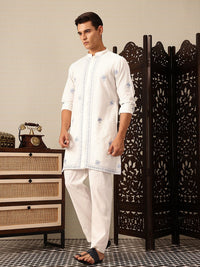 House of Pataudi Striped Jashn Pure Cotton Kurta with Trousers