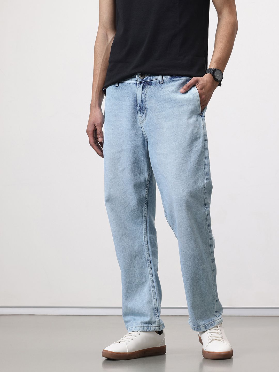 ether Men Light Fade Baggy Jeans