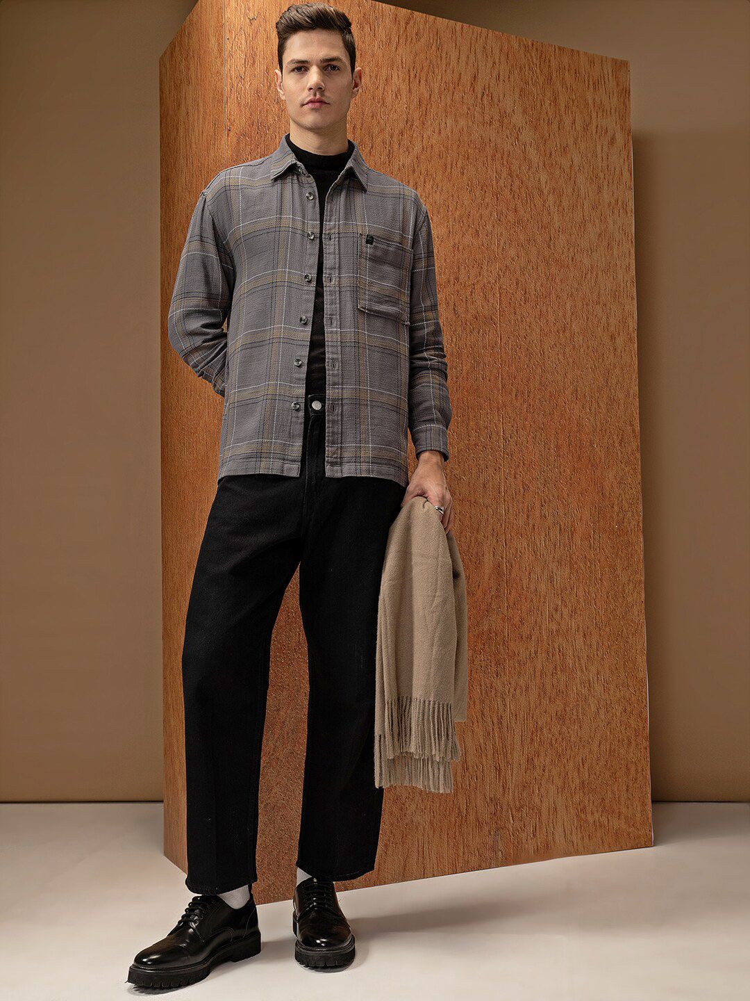 LOCOMOTIVE Premium Dobby Textured Checked Overshirt