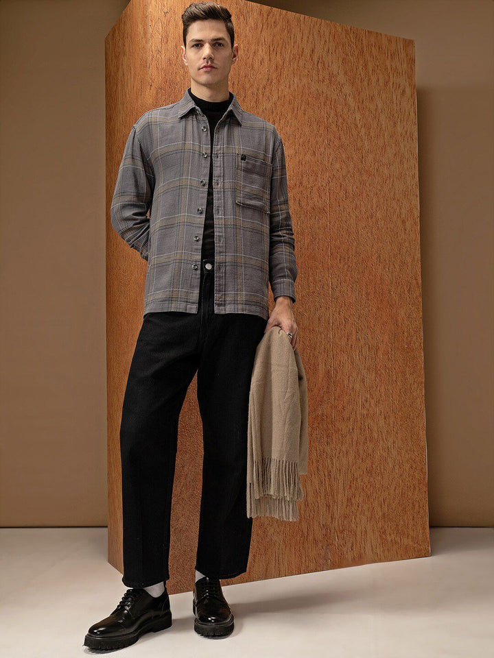 LOCOMOTIVE Premium Dobby Textured Checked Overshirt