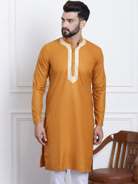 SOJANYA Geometric Yoke Design Kolar Mandarin Pure Cotton Kurta Lurus